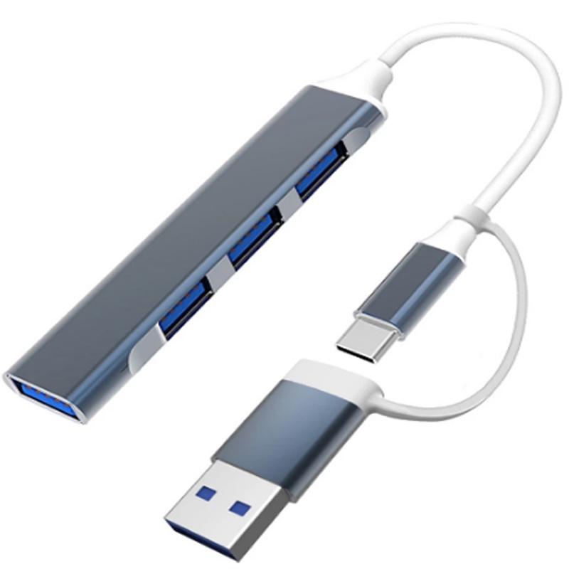 

USB Type C HUB Dock 3.0 USB 3.0 2.0 Hub 4 порта Мульти-сплиттер Адаптер OTG для ПК Lenovo HUAWEI Xiaomi Macbook Алюминиевый сплав Typec серый