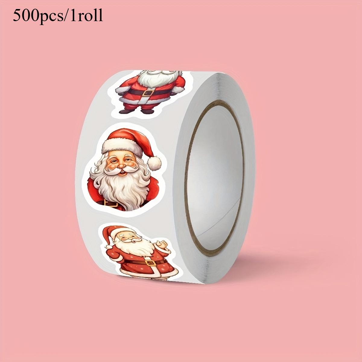 

1roll Christmas Santa Claus Stickers Gift Wrapping Decorations DIY Crafts Christmas Party Decoration Window Refrigerator Sticker 6.5CM