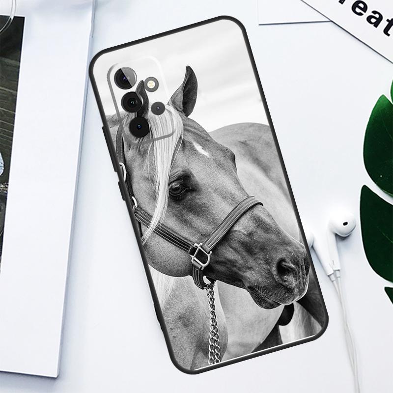 Black White Horse For Samsung Galaxy A52 A22 A32 A54 A34 A14 A55 A35 A15 A53 A33 A13 A05 A06 A16 Phone Case