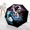 1pc Halloween Horror Friends Automatic Opening Umbrella - Portable 3-Fold Design, 8 Ribs Outdoor Umbrella, Festival Gift for Fans, Travelers, Dai