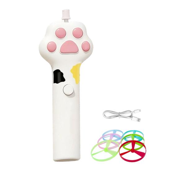 Cat Fetch Toy Rechargeable Flying Disc Launcher with 6 Flying Discs Interactive Cat Toy for Indoor Outdoor Play Hunting Instinct Stimulation