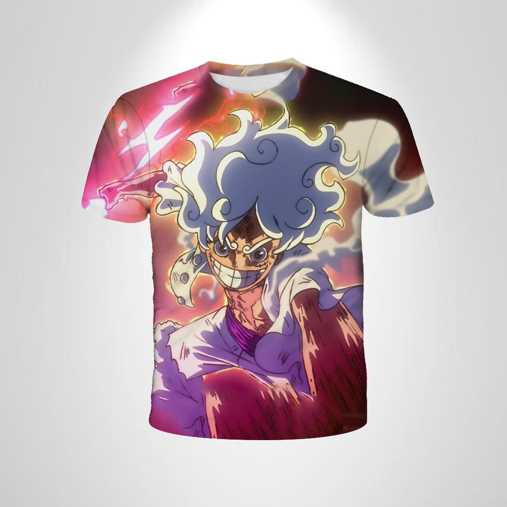 Anime One Piece Luffy Junge T-Shirt CosPlay Kurzarm Herren Cartoon Herren Oberteil Locker Atmungsaktiv Herren Freizeitkleidung 4XL