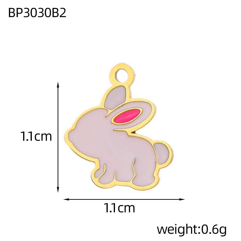 3PCS/LOT CARLIDANA Enamel Turtle Rabbit Bear Charms, Colored Stainless Steel Pendants for Women DIY Necklace Jewelry