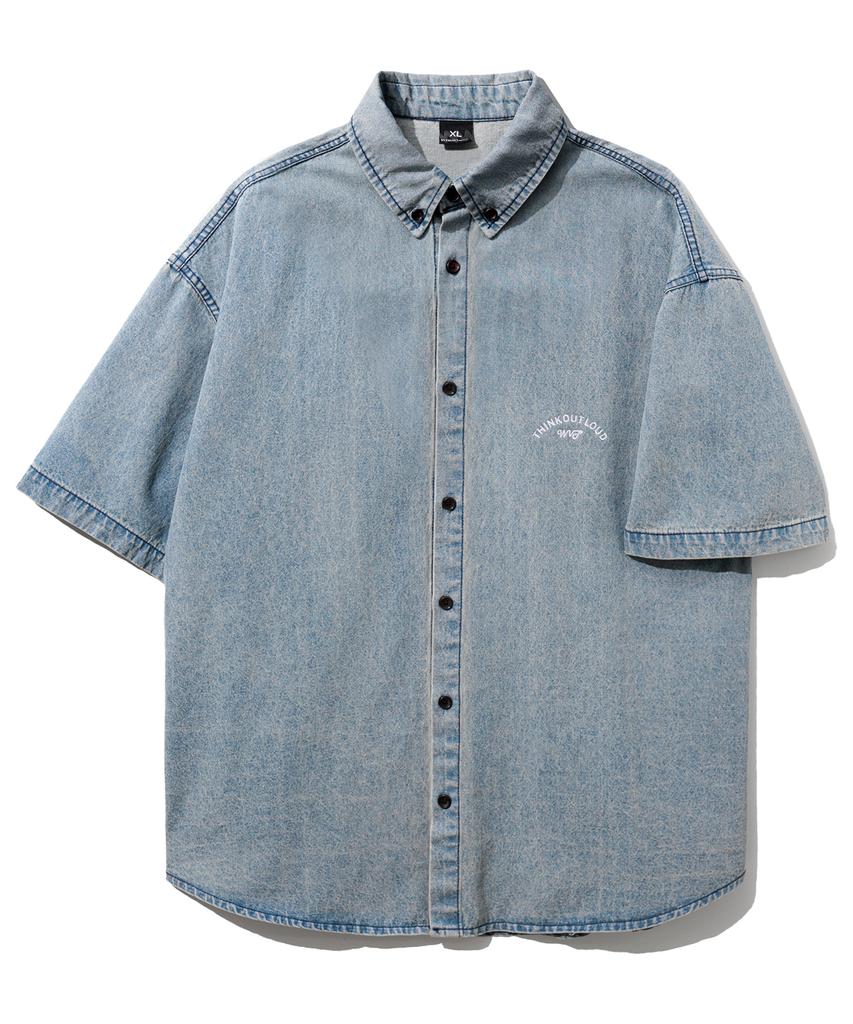 WV PROJECT Summer Loud Denim Short Sleeve Shirt Vintage Blue Mjss7663