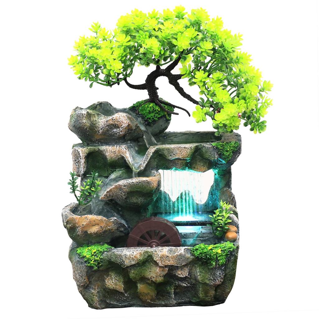 Tabletop Water Fountain with Light Desk Decoration for Living Room Versatile, Automatic Pump