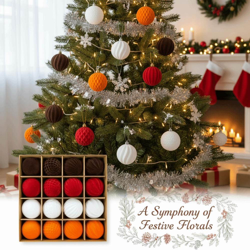 Multi Texture Velvet Christmas Balls Assorted Colors Shatterproof Plastic Multi Texture Baubles Matte Suede Ribbed Pattern