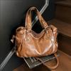 Soft PU Tote Bag Women Large Capacity Shoulder With Rivets Casual Crossbody Daily Use