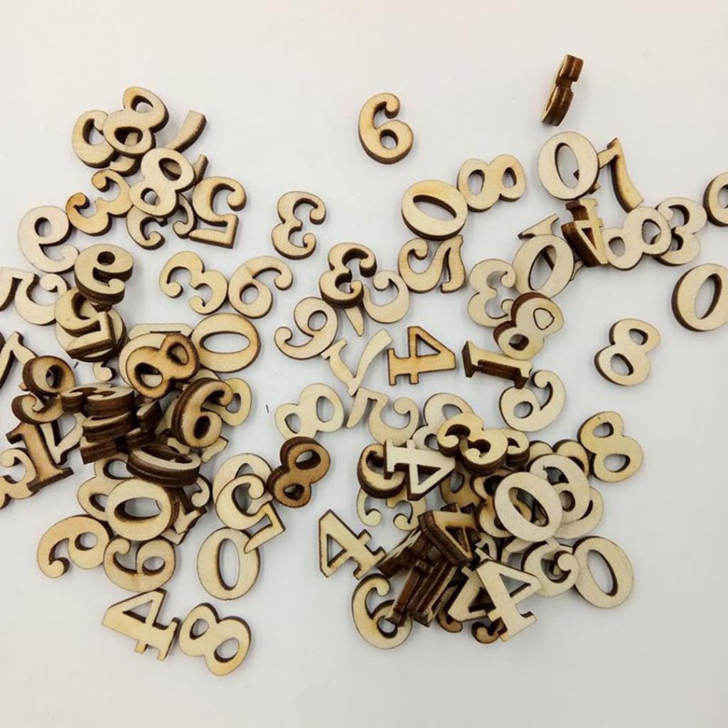 100 Pcs Mixed Wood Alphabet Letters Numbers Button DIY Craft Sewing Scrapbooking