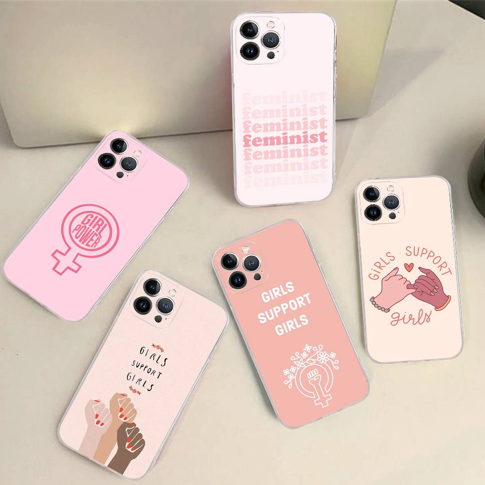 Feminist Feminism Aesthetics Girl For iPhone 17 16 15 14 13 12 Mini 11 Pro Max Transparent Case