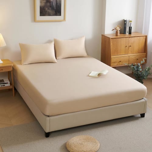 HOdo Home Single Fitted Sheet, Absorbent, Quick-Drying, Washable, Easy-To-Remove Duvet Sheet, Mattress Cover, Peach Skin Finish, Soft To the Touch (Be