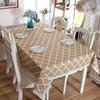 Nordic Style Christmas Plaid Tablecloth Soft Cotton Linen Map with Lace Hem Modern Rectangular and Round Cover for Dining Table