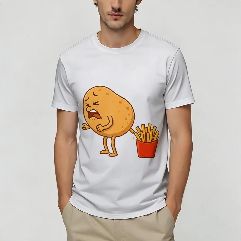Funny Potato Farting Frenc TShirts Unisex Vintage Pure Cotton Tee Shirt O Neck Short Sleeve T Shirt Graphic Tops