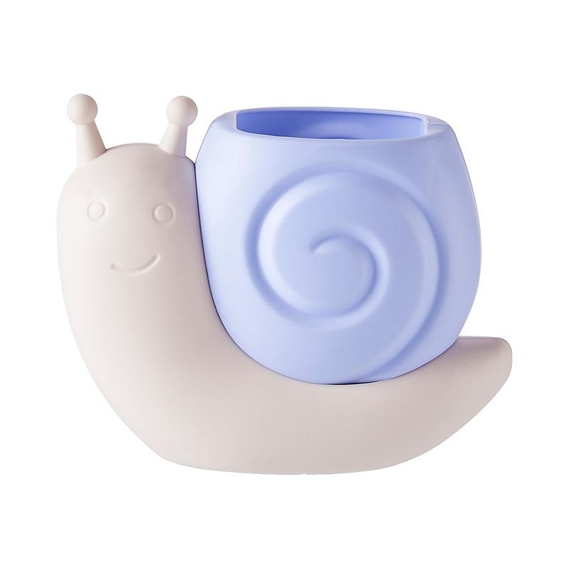1Pc Cute Macaron Color Snail Plastic Pen Holder Kawaii Desk Decoration Office Stationery Organizer Girl Makeup Brush Storage Box
