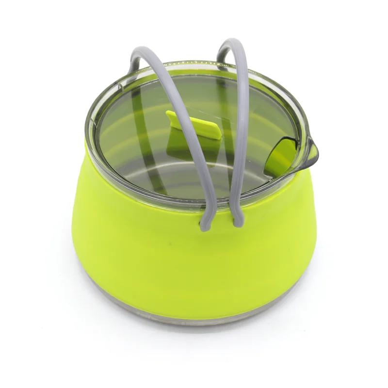 1L Outdoor Reise Camping Tragbarer Heiz-Kochtopf Leichter Silikon Faltkessel mit Griff Camping Essentials Kessel