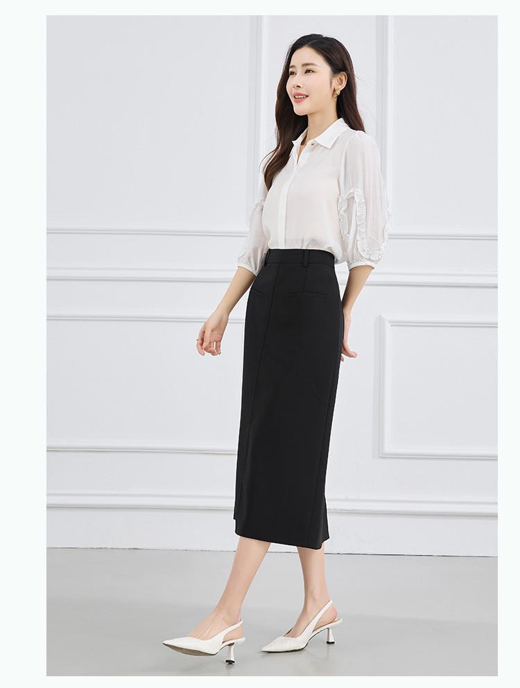 Half Length Skirt: Summer High Waist Slimming A-line Skirt Temperament Commuting Half Length Skirt for Women