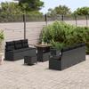 VidaXL Ensemble de 10 pièces de salon de jardin avec coussins Noir Poly Rattan Acacia 3362489