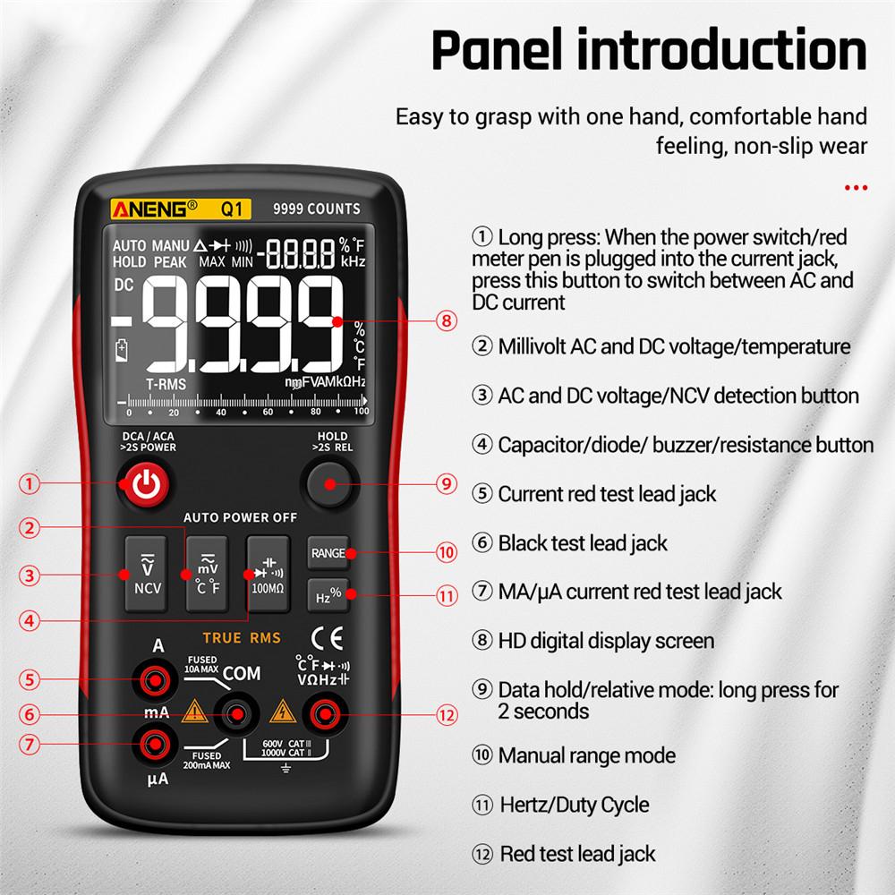 ANENG Q1 Digital Multimeter 9999 Analog Tester True RMS DIY Transistor Capacitor NCV Testers Lcr Meter Professional Multimetro