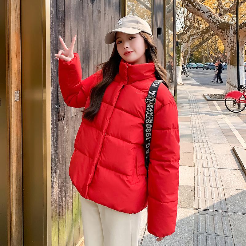 Parka caldo chic da donna autunno inverno colletto alla coreana manica lunga tasca grande con cerniera sciolto tutto abbinato