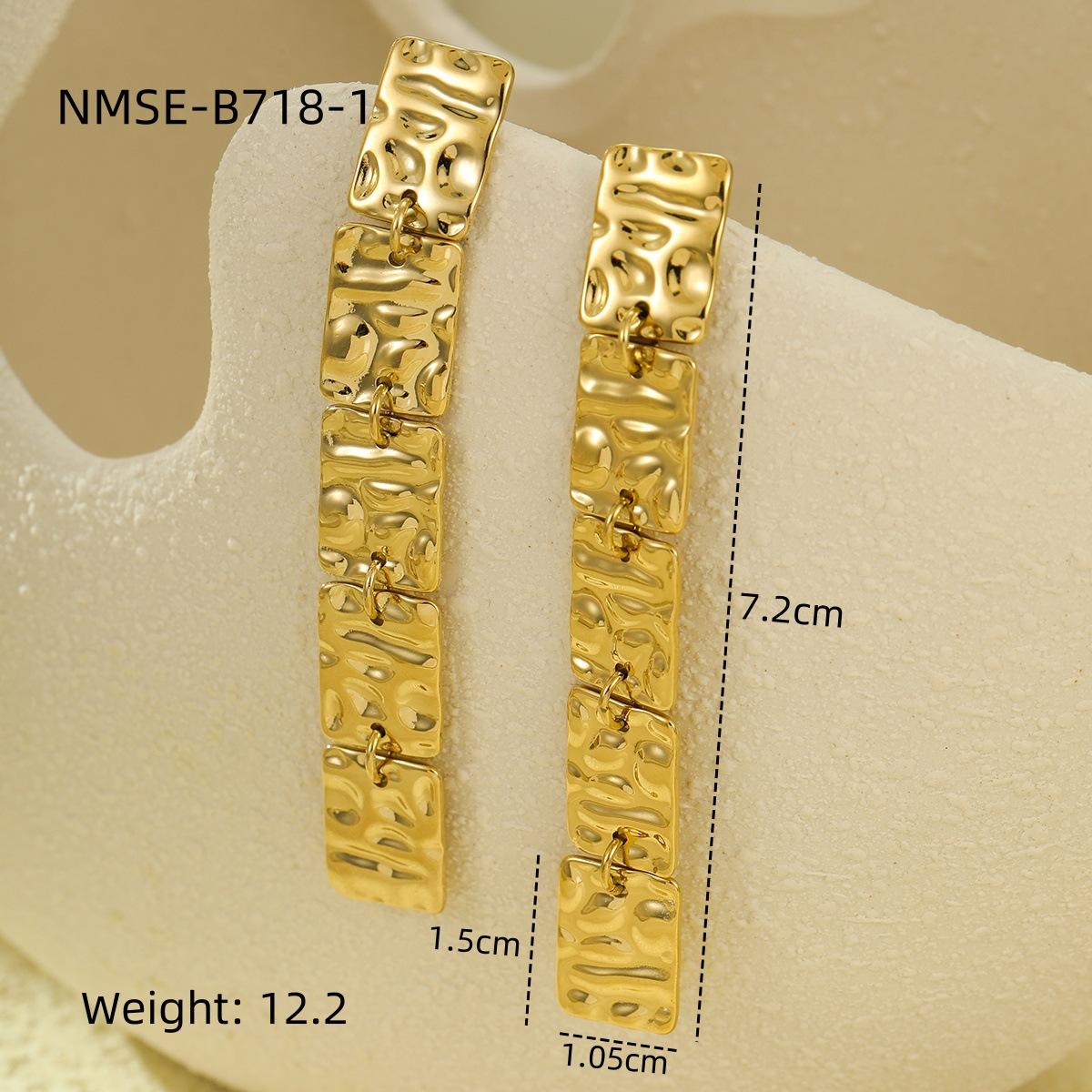 GEMCHIC Women s Square Hammered Gold Plated Stainless Steel Drop Earrings