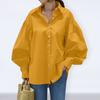 Turn-down Collar Single Breasted Anti-pilling Women Shirt Casual Lantern Sleeve Fashion Shirt Blouse Female Clothing