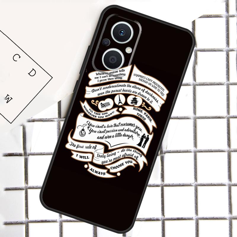 The Vampire Diaries Quotes Art Phone Case For OPPO Reno 7 8 Lite 8T 10 11 12 13 14 Pro 14F OPPO Find X9 X8 X6 X5 Pro Cover