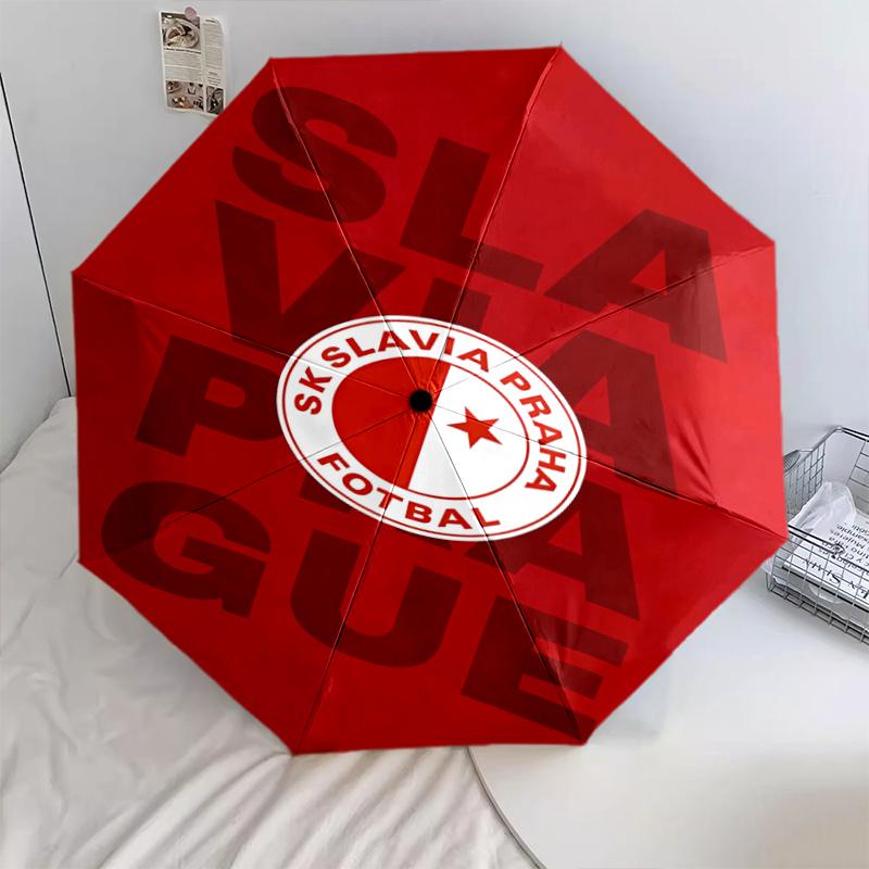 

1 шт. Автоматична складана парасолька - SK Прага, візерунок Славія, Портативна та складана конструкція з 8 спицями, Різдвяні подарунки на день народження