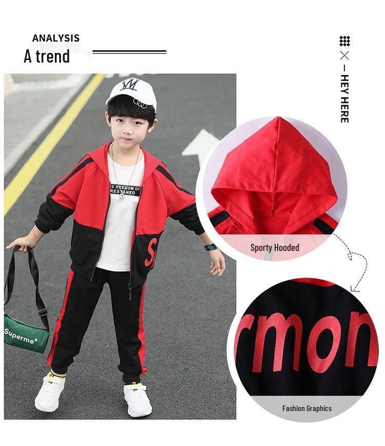 Boys' Spring & Autumn 2025 Western-Style Casual Sports Two-Piece Suits