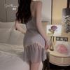 Women's Silky Breathable Push Up Padded Cami Sleep Dress with Robe Lounge Set