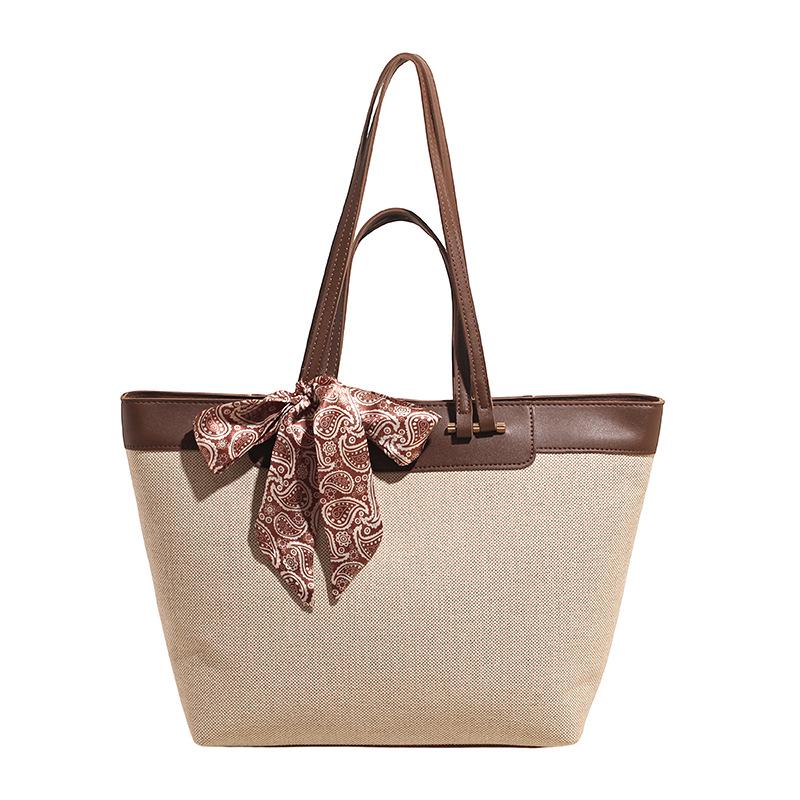 

Large Capacity Ladies Fashion Tote - Versatile & Stylish Vegetable Spliced Shoulder Bag кофейный