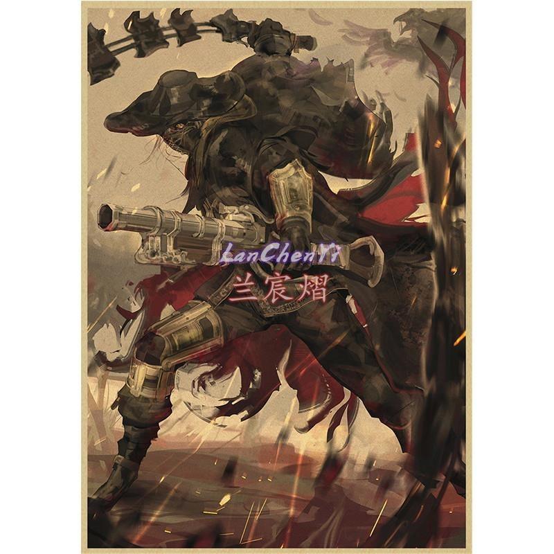 Bloodborne Dark Hunter Game Kraft Paper Poster  Art Print Painting for Living Room Wall Decor  Home Decoration