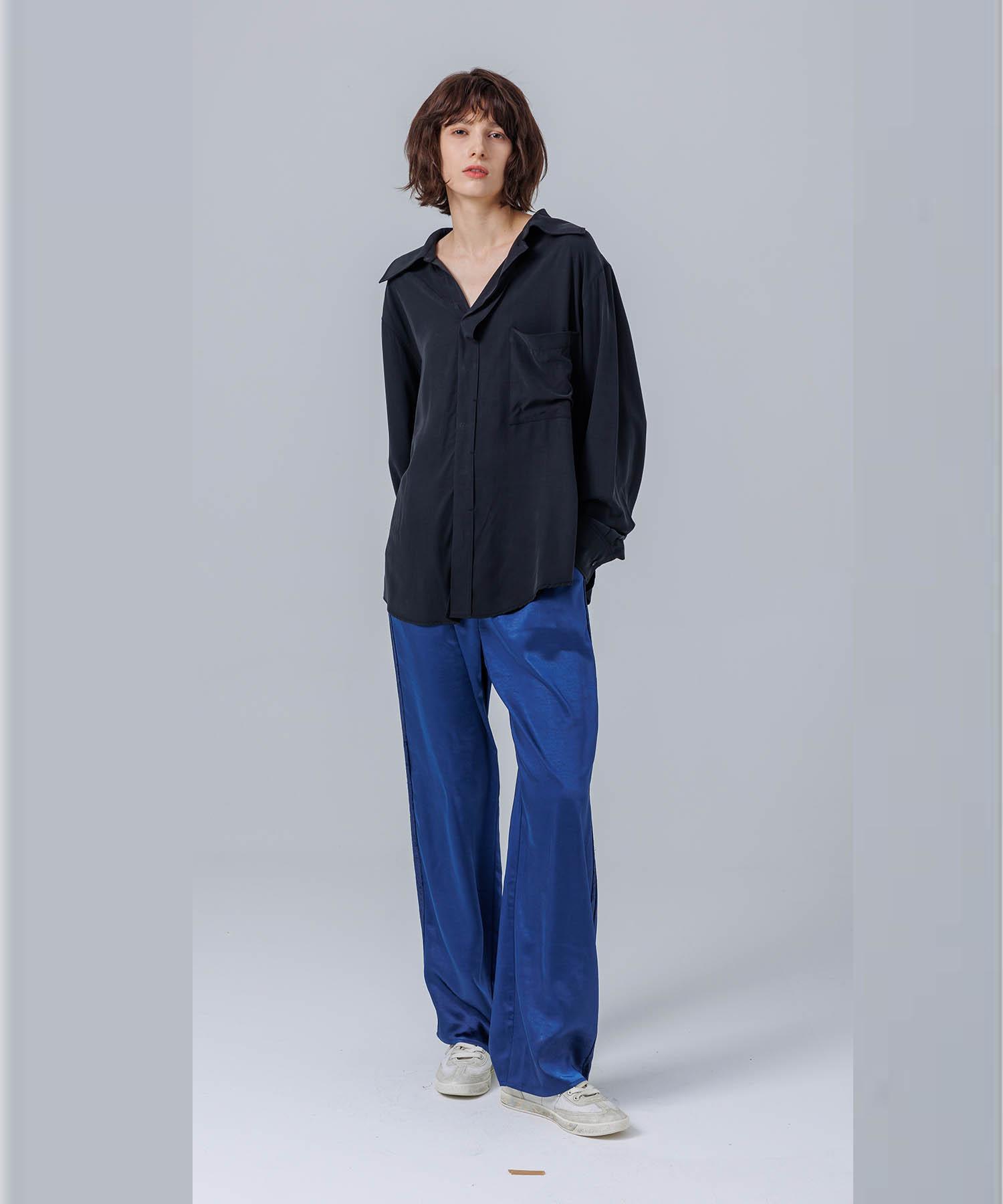 Page Open Collar Blouse _Black Free