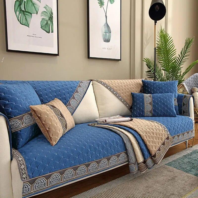 

Новые короткие плюшевые китайские диванные подушки Павлин, однотонный угловой Нескользящий диван, подлокотник, полотенце, скандинавский чехол на сиденье, теплый чехол для дивана 70x70cm 1pcs