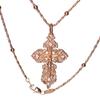 Rose Gold Italian Craftsmanship Exquisite Lace Zircon Cross Necklace Jewelry Gifts for Women