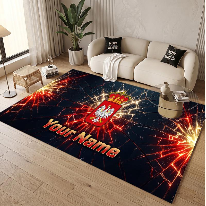 Tappeto in Velluto di Cristallo Personalizzato Modello Calcio Polonia Tappetino Antiscivolo per Pavimento