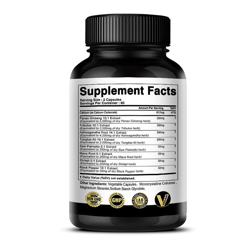 Balincer Panax Ginseng & Tribulus Complex Supplement, with Ashwagandha, Tongkat Ali & Maca, 120 Caps