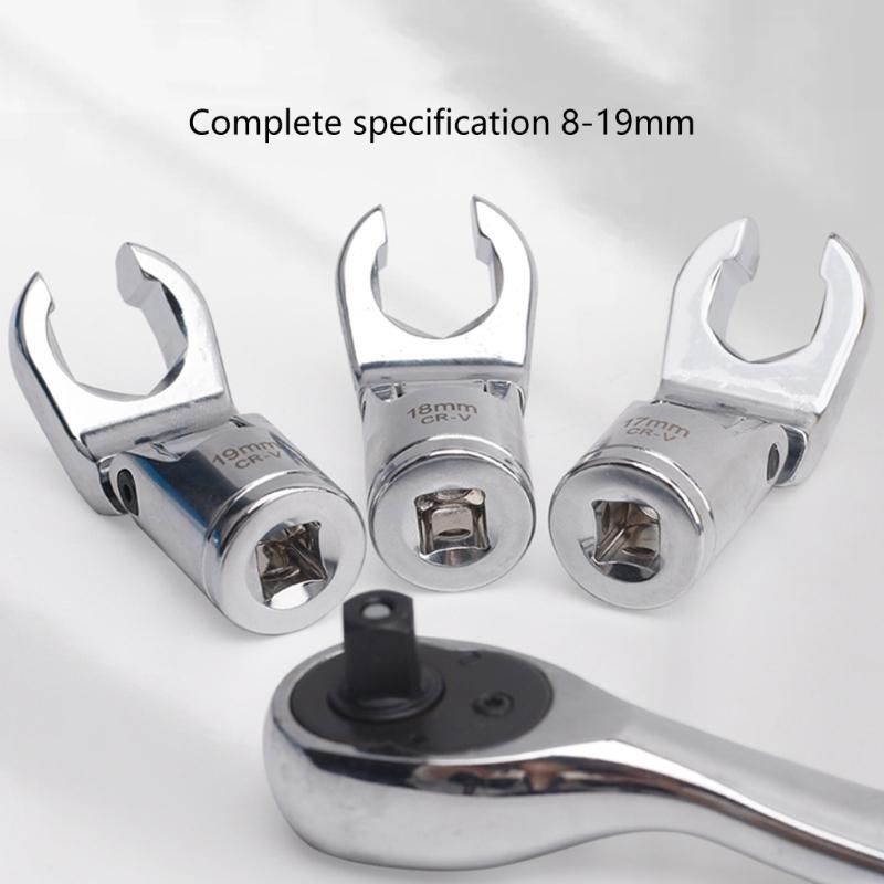 Flare Nut Wrench Spanner Car Service Set Rotation Jaw Secure Grip for Brake Line, Mechanic Workshop Automotive Hand Tool