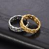 18K Gold Plated Braided Cross Hollow Titanium Steel Couple Rings Unisex Fashion Jewelry