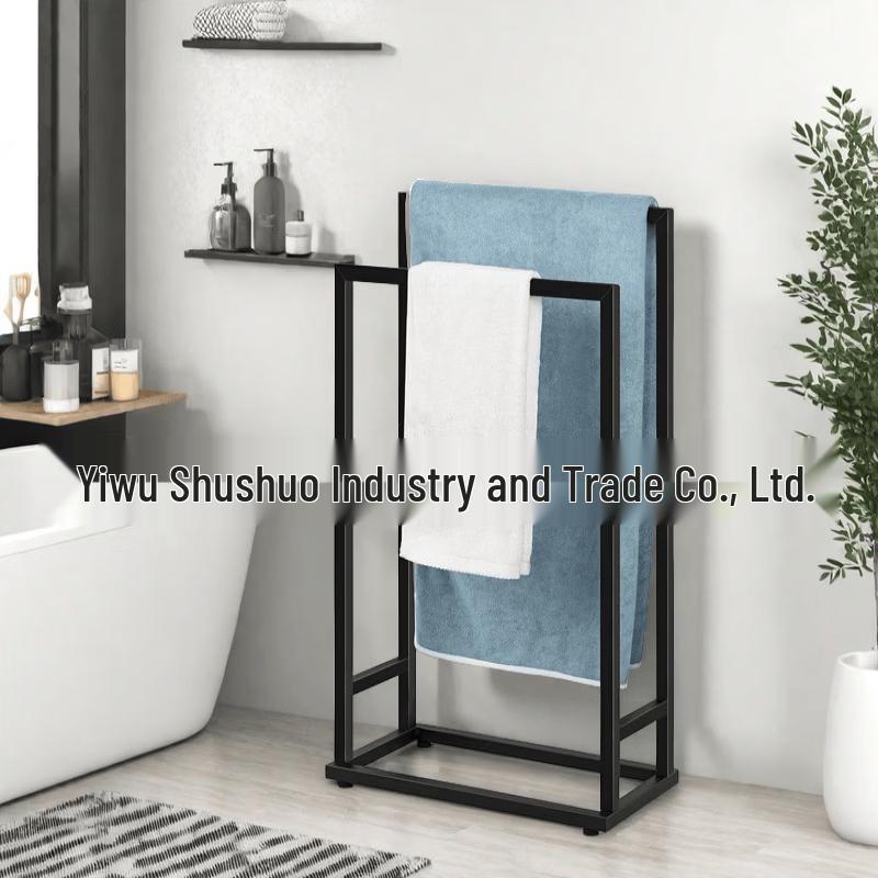 MDNG Freestanding Iron Towel Rack & Storage Shelf