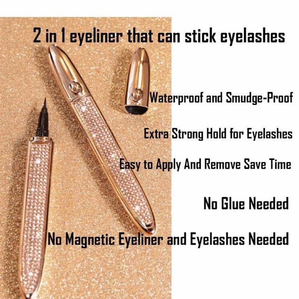 Easy to use 2 in 1 Lash Glue Liner Pen Self-adhesive Magic Eyeliner No Glue Magnetic Needed