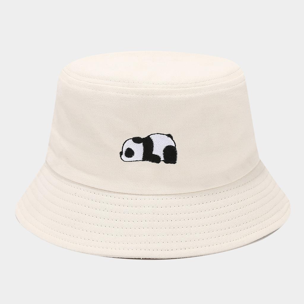 Cute red panda embroidered bucket hat women's fashion outdoor four seasons versatile summer ins sun hat