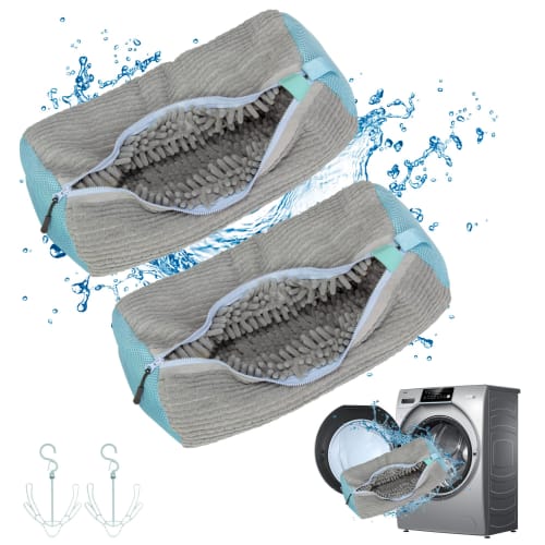 Goteeki Shoe Washing Net (Set of 2) - Shoe Laundry Net, Shoe Washing Net, Zucchirean Net, with Shoe Hanger and Nonwoven Shoe Bag, Removes Dirt, Machin