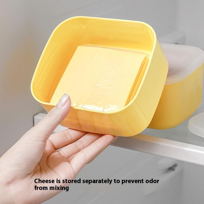 1Pc Butter Cheese Slice Holder With Lid Plastic Clear Sliced Cheese Container Fridge Storage Box Airtight Holder