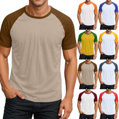 Men's Round Neck Contrast Color Raglan Short Sleeve Top T-shirt