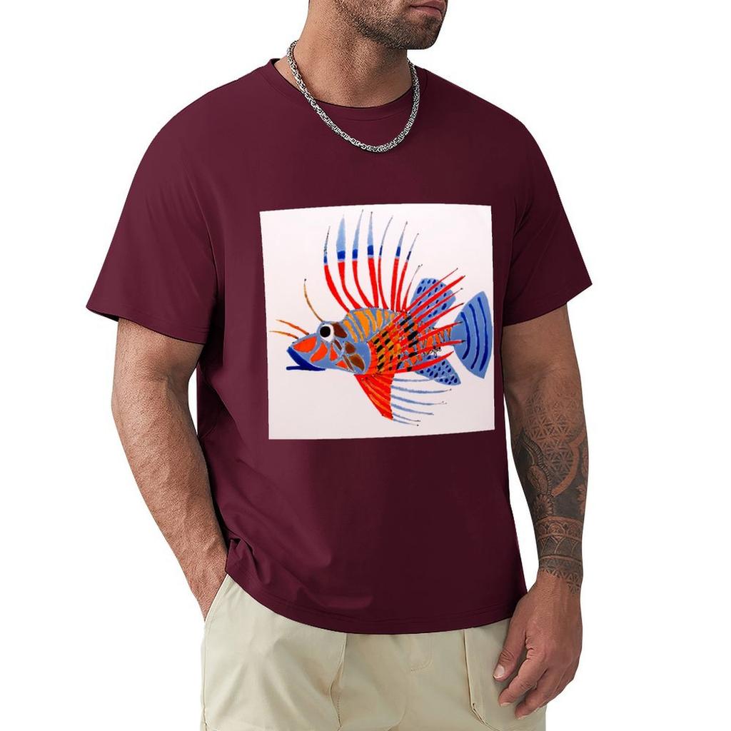 Lion Fish T-Shirt Heavyweights Plain Short Sleeve Tee Vintage T Shirts Men T Shirt