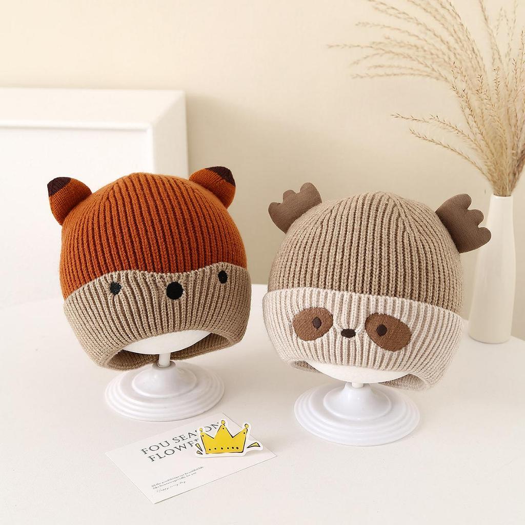 Cute Cartoon Baby Knitted Beanie Warm Woolen Winter Infant Boy Girl Hat Toddler Kids Ear Protection Crochet Cap