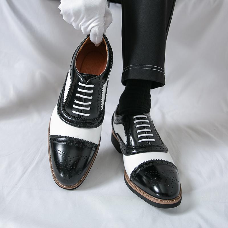 Fashion Men's shoes Classic Gentleman British Style Fashion Party Groom Wedding 38-46 Brogue suit High quality Color blocked shoes