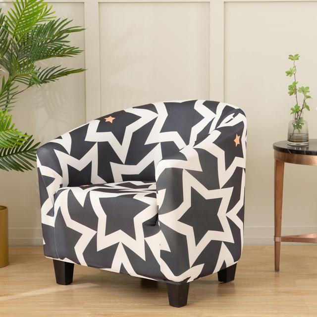 Stoelhoezen Clubstoel Stretch Barrel Stoel Meubelhoezen Bedrukt Tub Stoel Stoelhoezen Zachte Textuur Spandex Fauteuil Bank Meubelhoes Afneembaar 1 piece