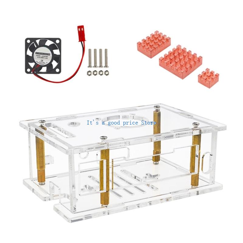Acrylic Case Transparent Enclosure Active Passive Cooling Shell Optional Cooling Fan Heatsink for RV2 Development Board