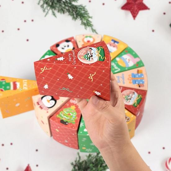 12Pcs/Set Christmas Treat Box Fan Design Cookie Box Combination Cartoon Small Gift Boxes Christmas Candy Boxes for Xmas Party Favors