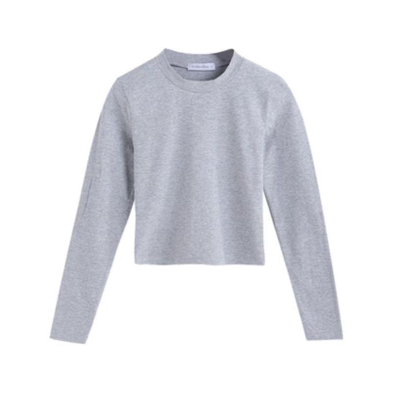 Women's Black Off-Shoulder Long Sleeve Crop Tops - Autumn/Winter High Collar Cotton Fashion T-Shirts